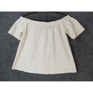 MPC Blouse Womens XS Ivory Cold Shoulder Flowy Short Sleeve Shirt Top Crop Knit